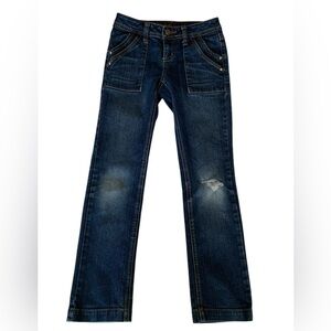 Zana Di Low Rise Jeans Girls Size 8 Blue Denim Double Pockets Rhinestone Bling